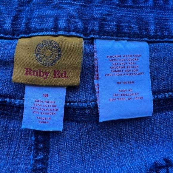 Ruby Road Jeans size 18 Stretchy Medium Dark Blue Denim Higher Rise - Picture 3 of 8